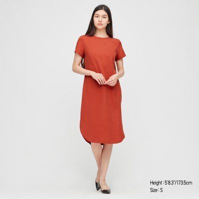 Платье футляр Uniqlo SIDE SLIT SHORT-SLEEVE размер ХХS оранжевое (431725) id_2076 фото