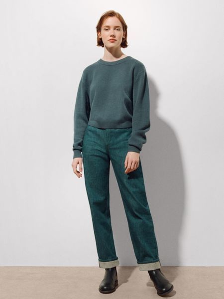 Джинсы Uniqlo REGULAR FIT STRAIGHT HIGH RISE JEANS размер ХS (25х32 inch) темно зеленые (439566) 439566 фото