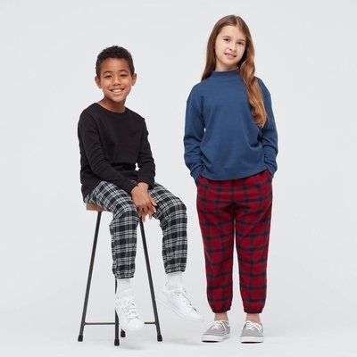 Штани Uniqlo FLANNEL RELAXED розмір 5-6 чорні в клітинку (440609) 440609 фото